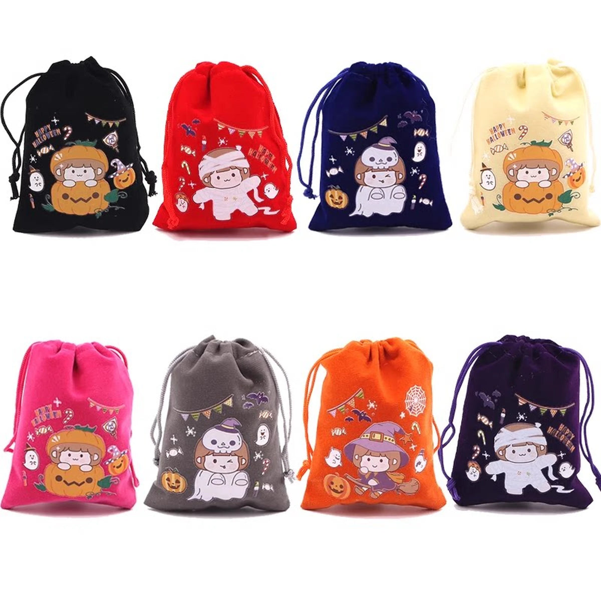 Velvet Drawstring Halloween Treat Pouches