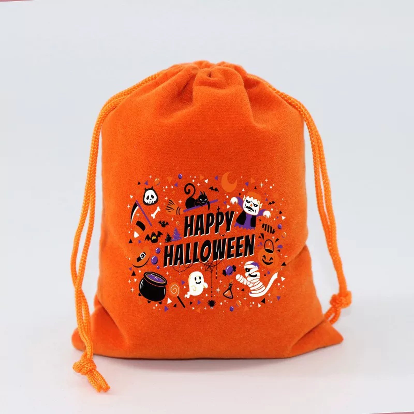 Velvet Drawstring Halloween Treat Pouches