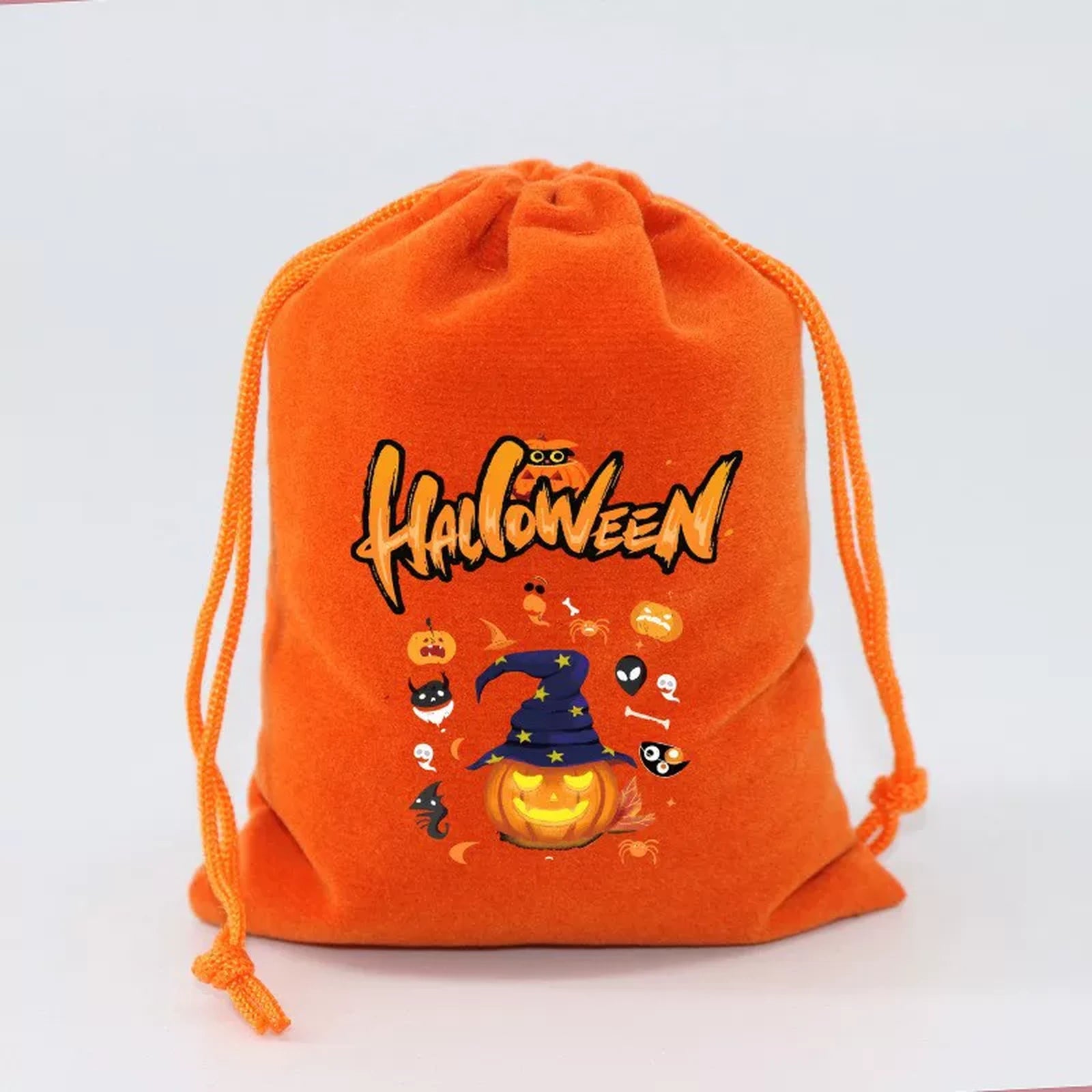 Velvet Drawstring Halloween Treat Pouches