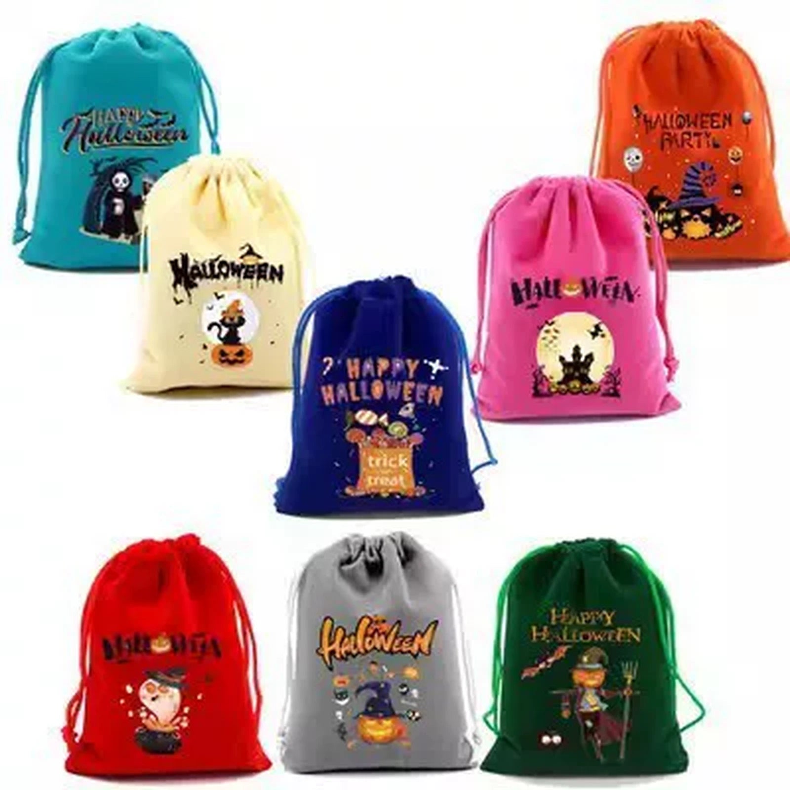 Velvet Drawstring Halloween Treat Pouches