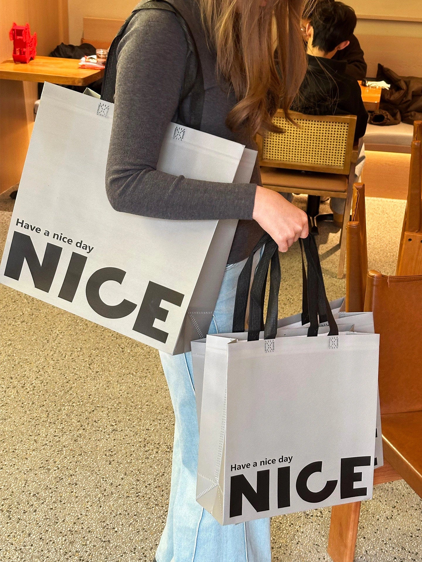 Vertical Large-Capacity Non-Woven Tote Bags — 4 Styles product view 4