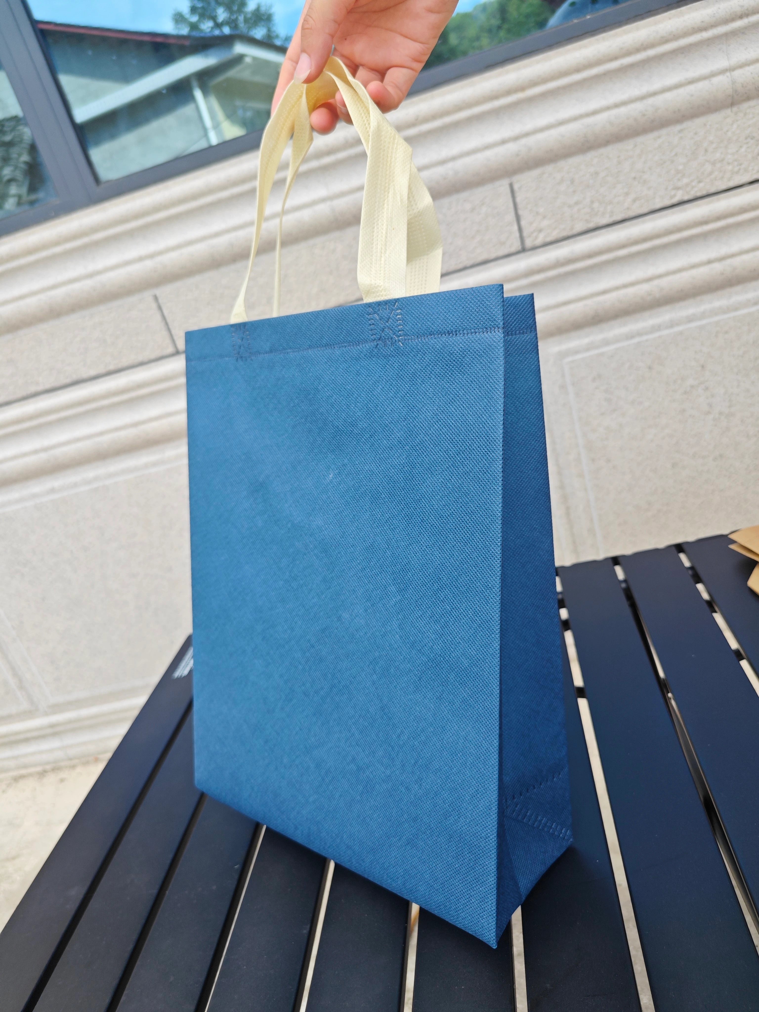 Denim Blue vertical non-woven tote bags — 30 colors