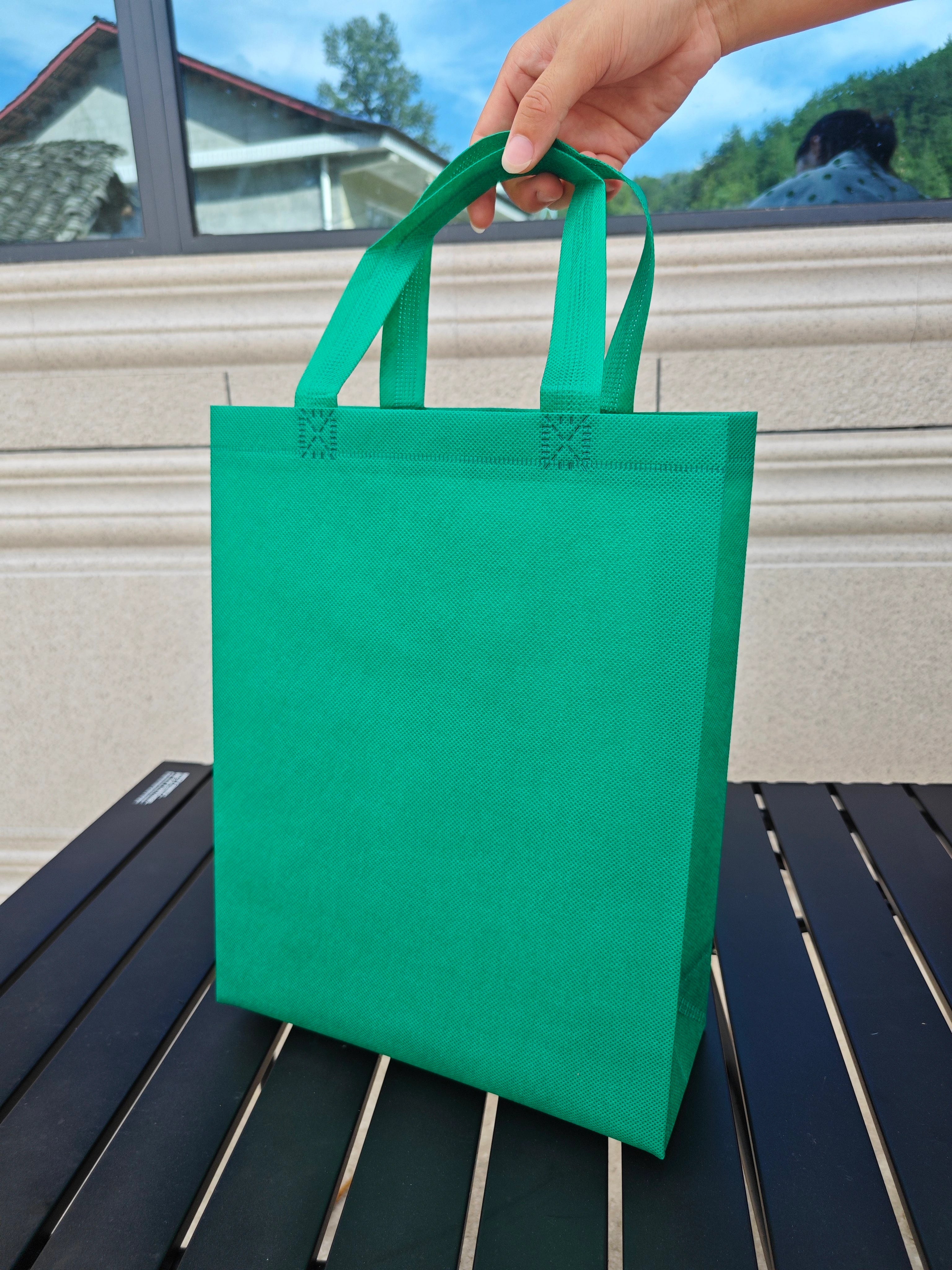 Grass Green vertical non-woven tote bags — 30 colors