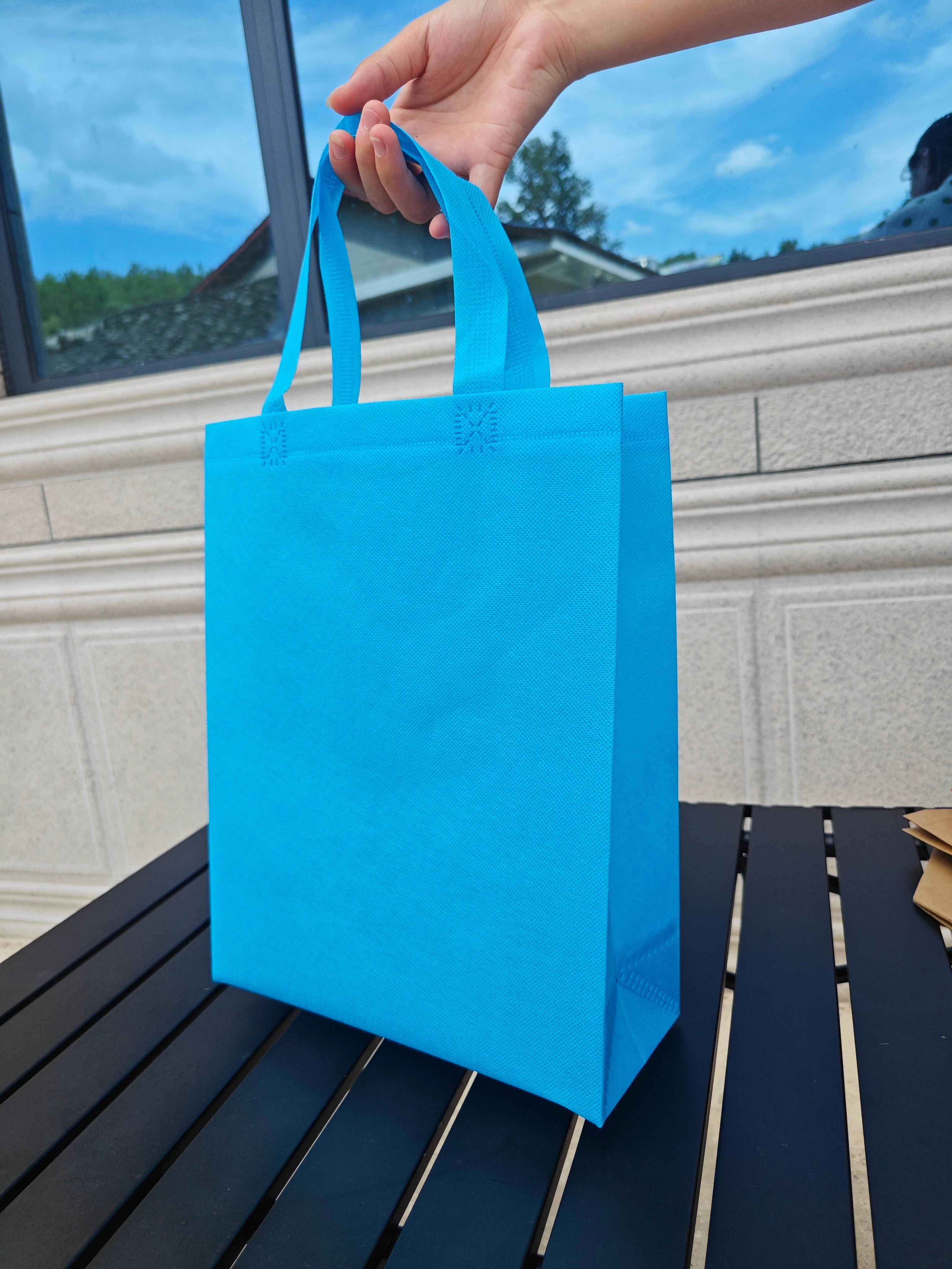 Light Blue vertical non-woven tote bags — 30 colors