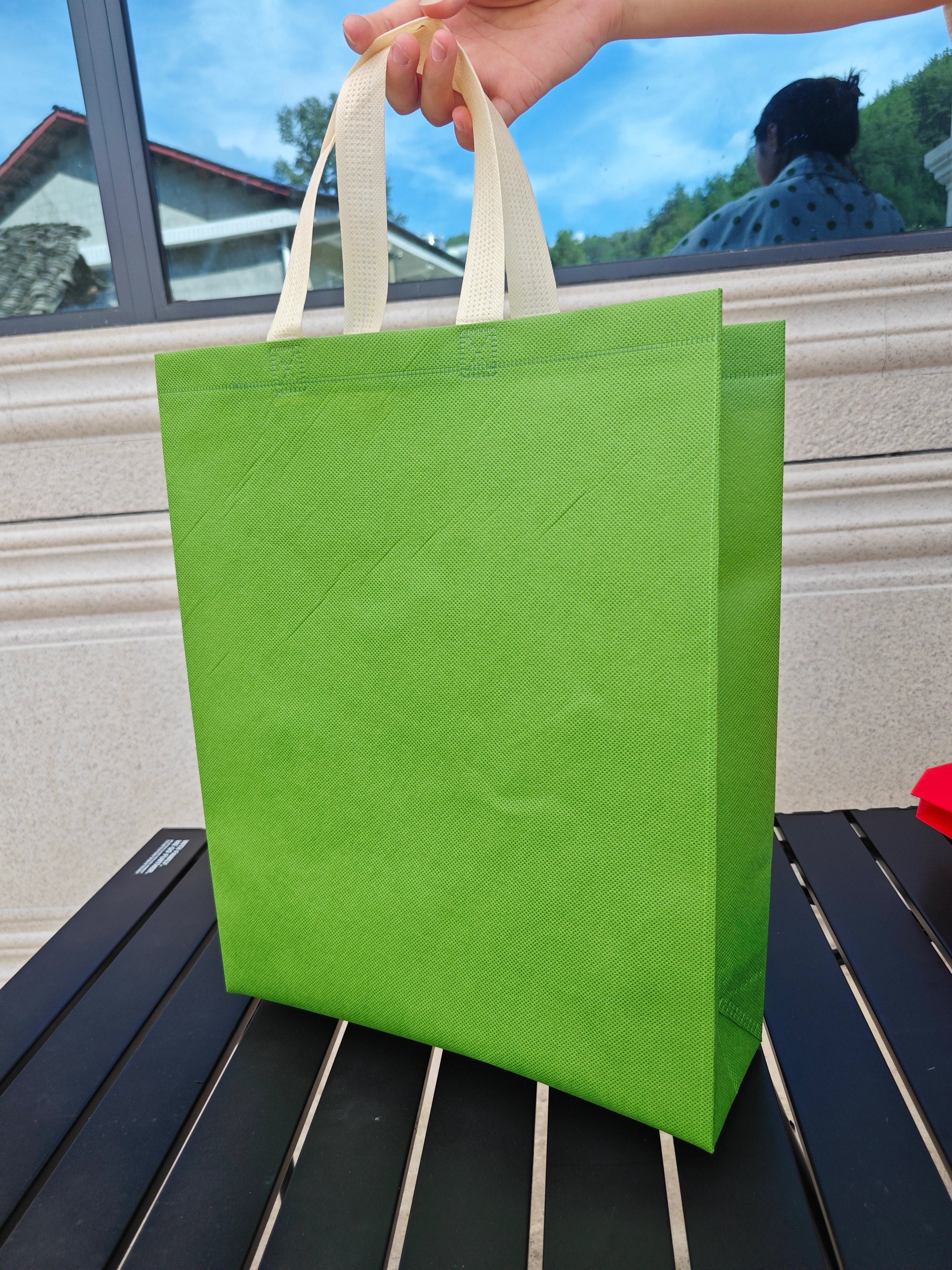 Muted Green vertical non-woven tote bags — 30 colors