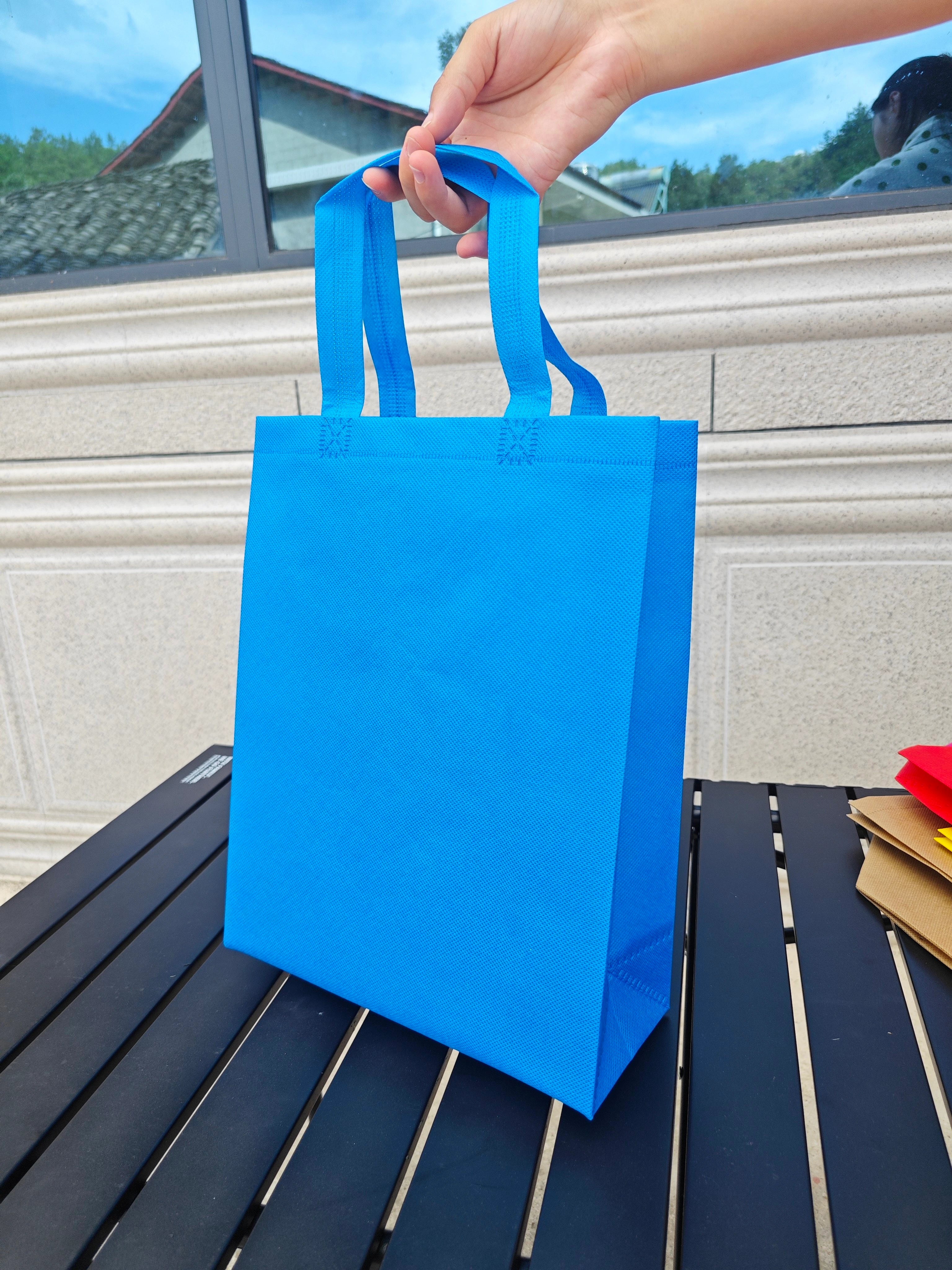 Sky Blue vertical non-woven tote bags — 30 colors