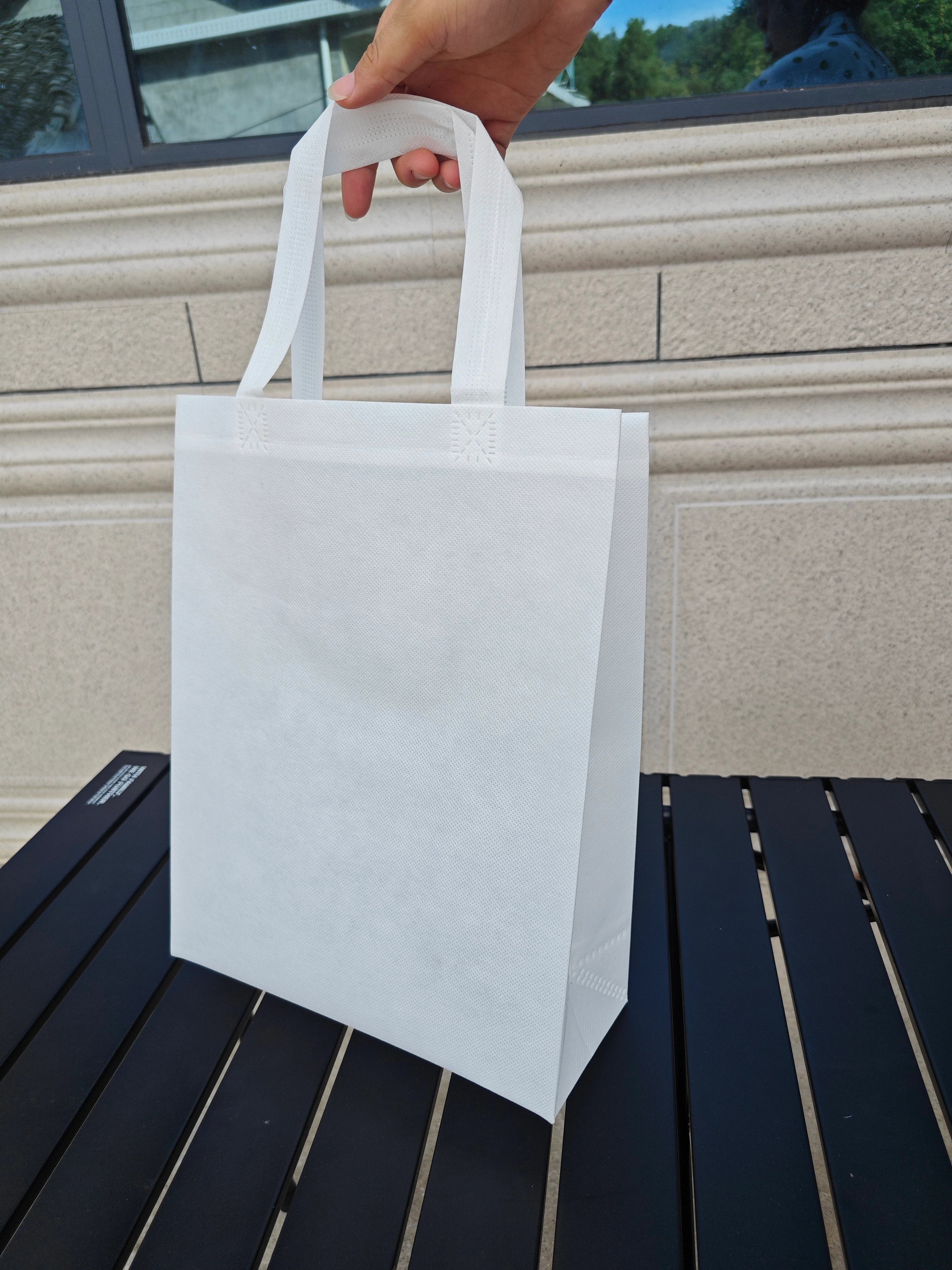 White with White Handles vertical non-woven tote bags — 30 colors
