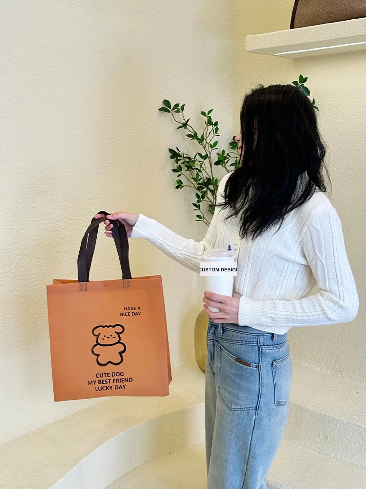Vertical Non-Woven Tote Bags — 8 Styles product view 3