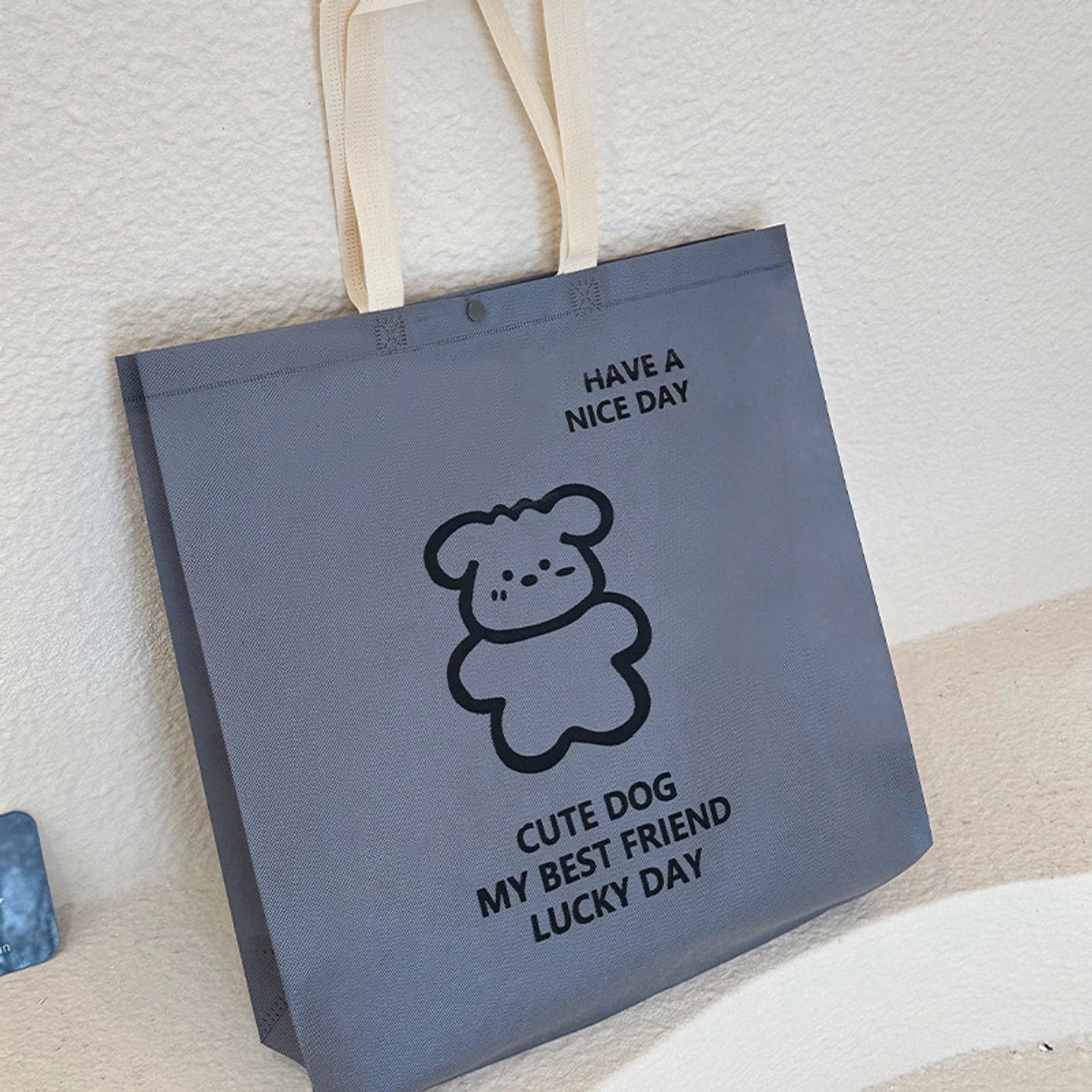 Vertical Non-Woven Tote Bags — 8 Styles — GrayPuppy PrintSnap Closure