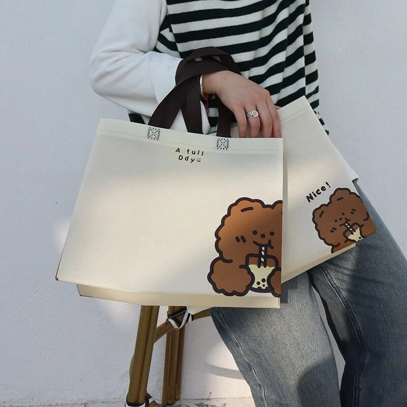 Vintage Bear Laminated Non-Woven Tote Bags product view 4