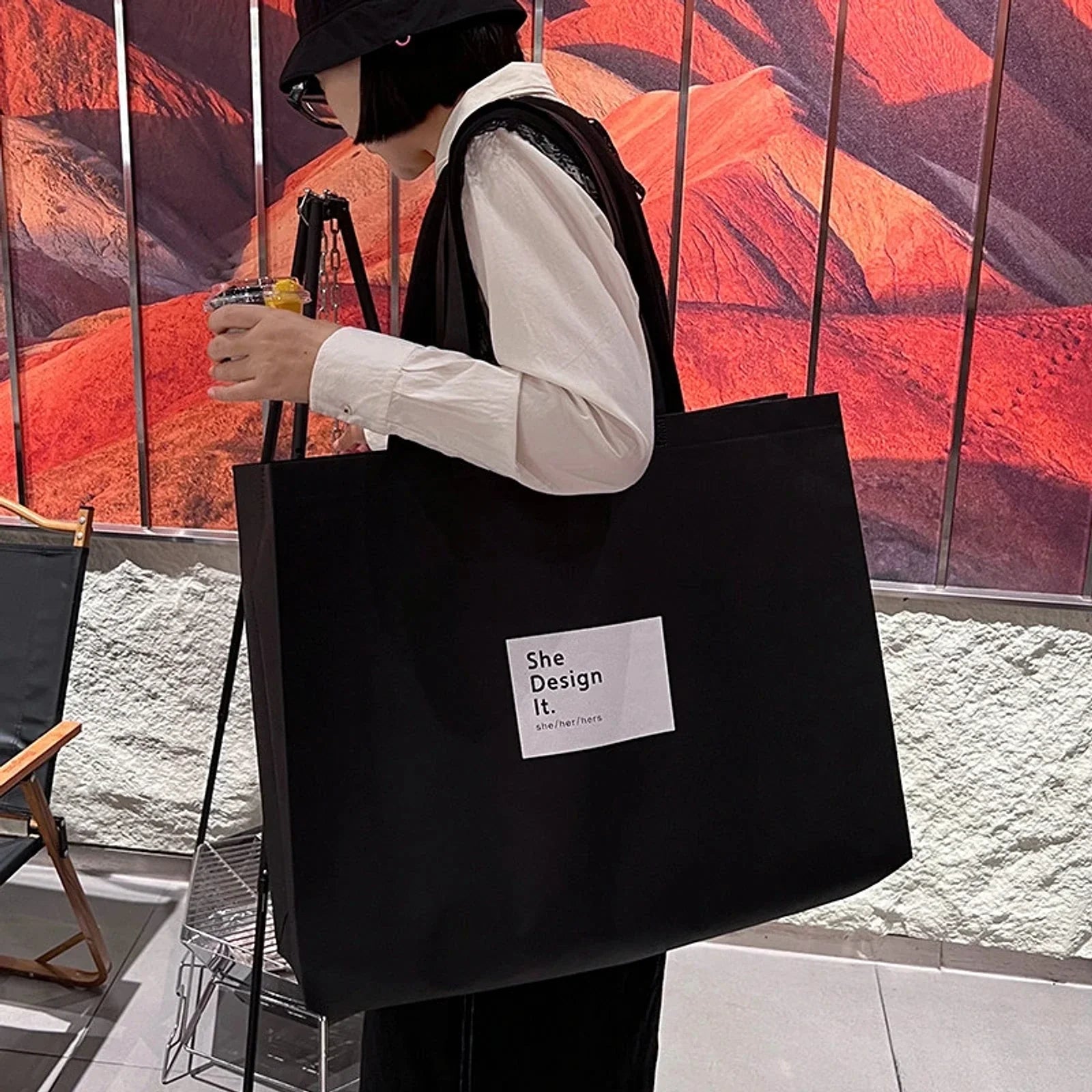 Webbing-Handle Non-Woven Tote Bags — 6 Styles product view 1