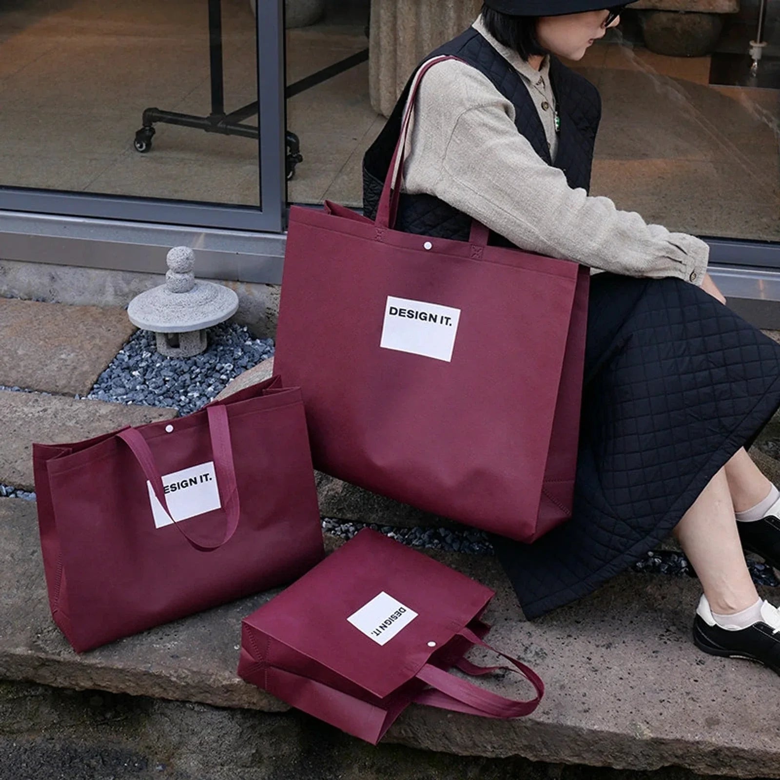Webbing-Handle Non-Woven Tote Bags — 6 Styles product view 3