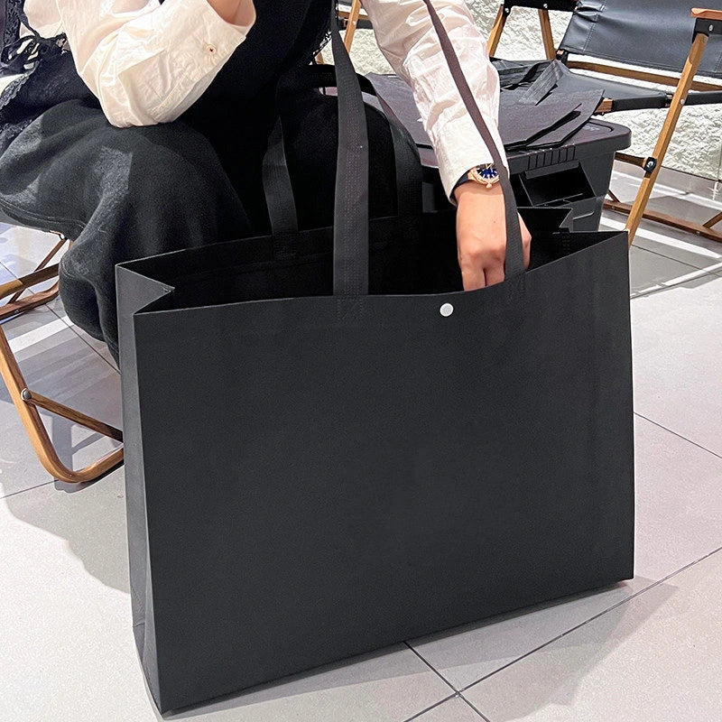 Black Plain webbing-handle non-woven tote bags — 6 styles