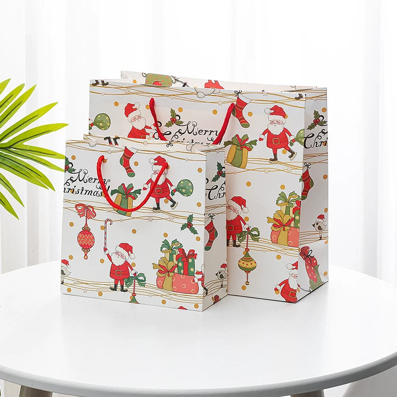 White Christmas Paper Gift Bags with Rope Handles – gallery 01