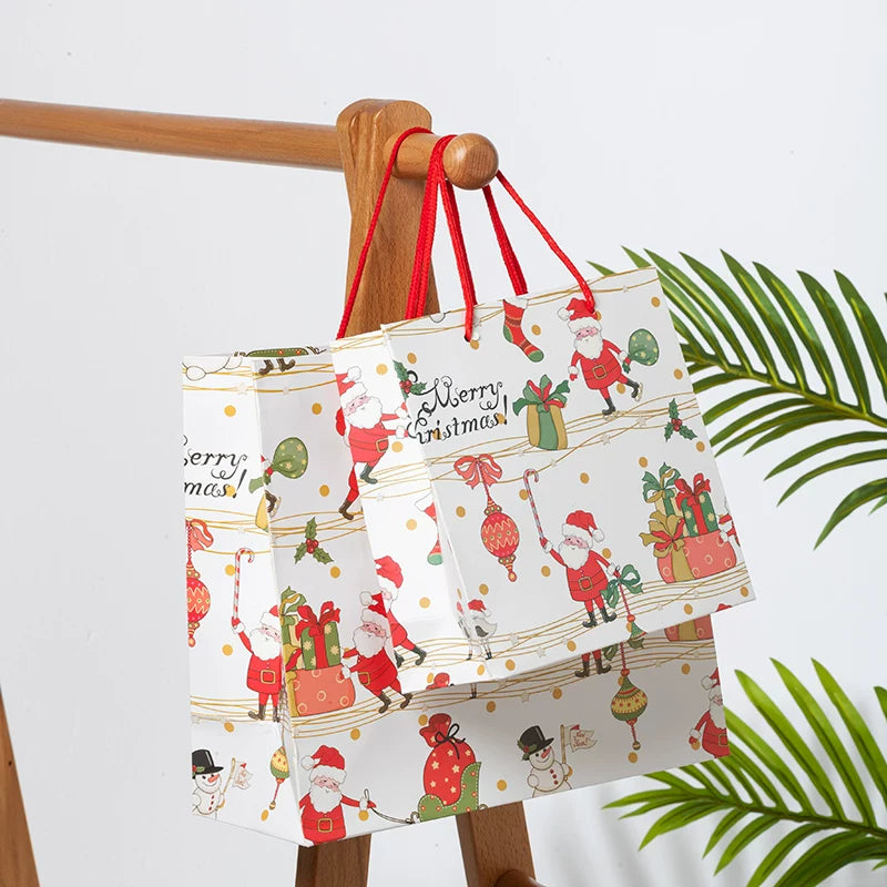 White Christmas Paper Gift Bags with Rope Handles – gallery 02