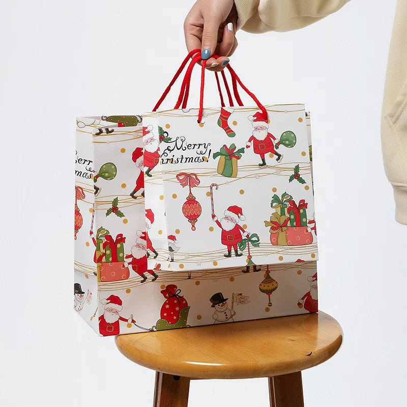 White Christmas Paper Gift Bags with Rope Handles – gallery 03