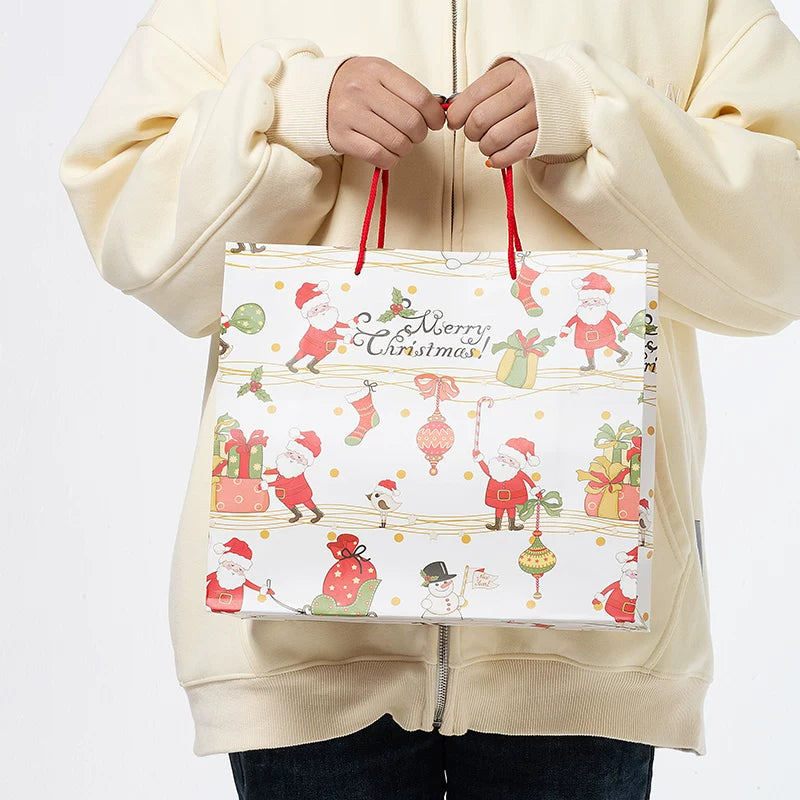 White Christmas Paper Gift Bags with Rope Handles – gallery 04