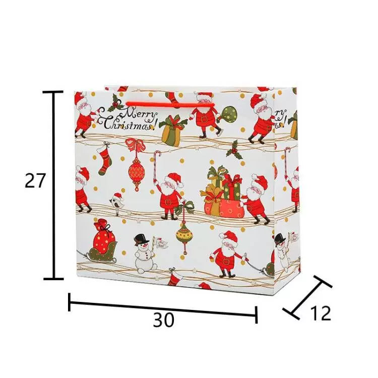 White Christmas Paper Gift Bags with Rope Handles – gallery 05