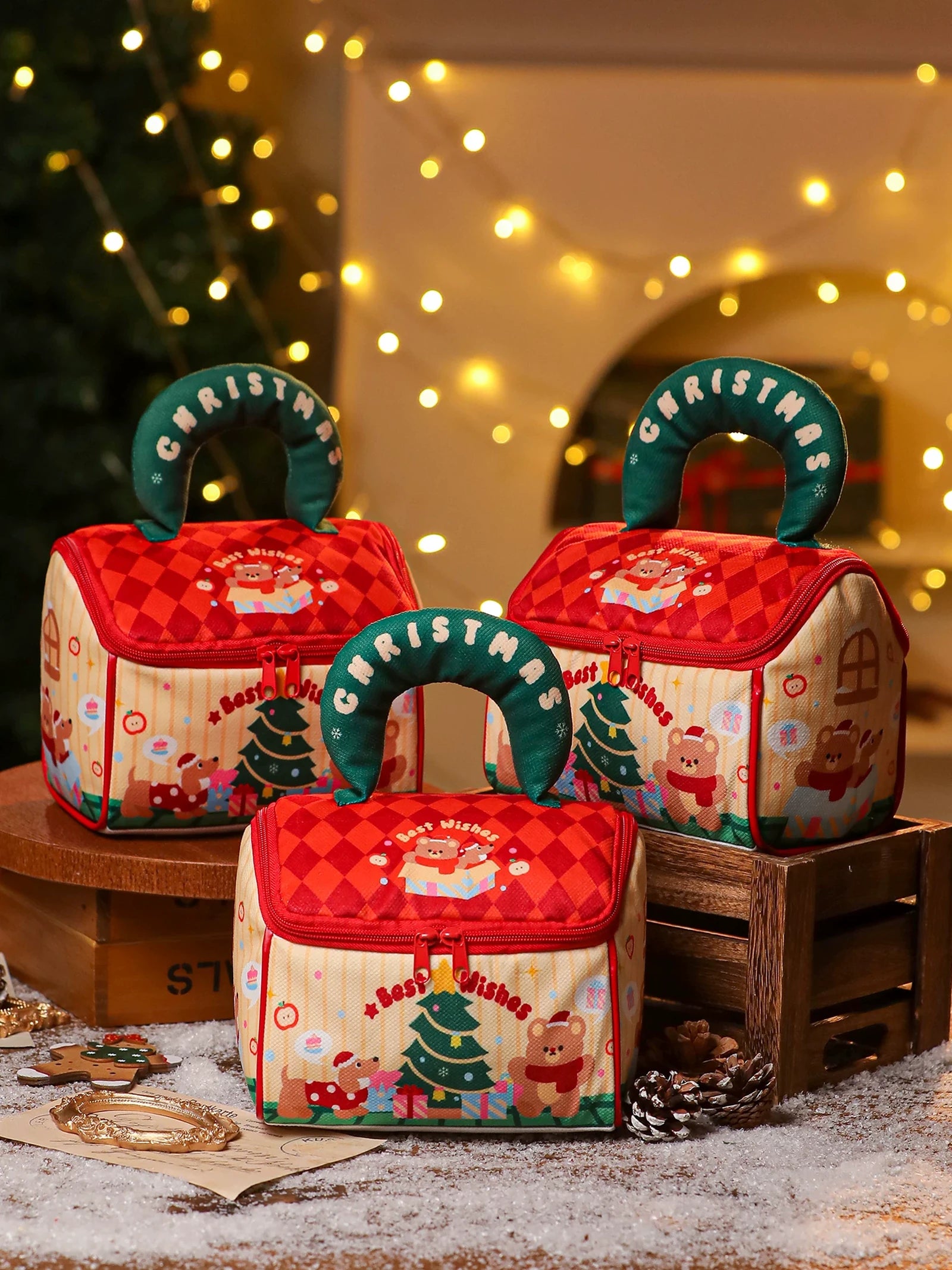 Zippered House-Shaped Christmas Gift Bags – product view