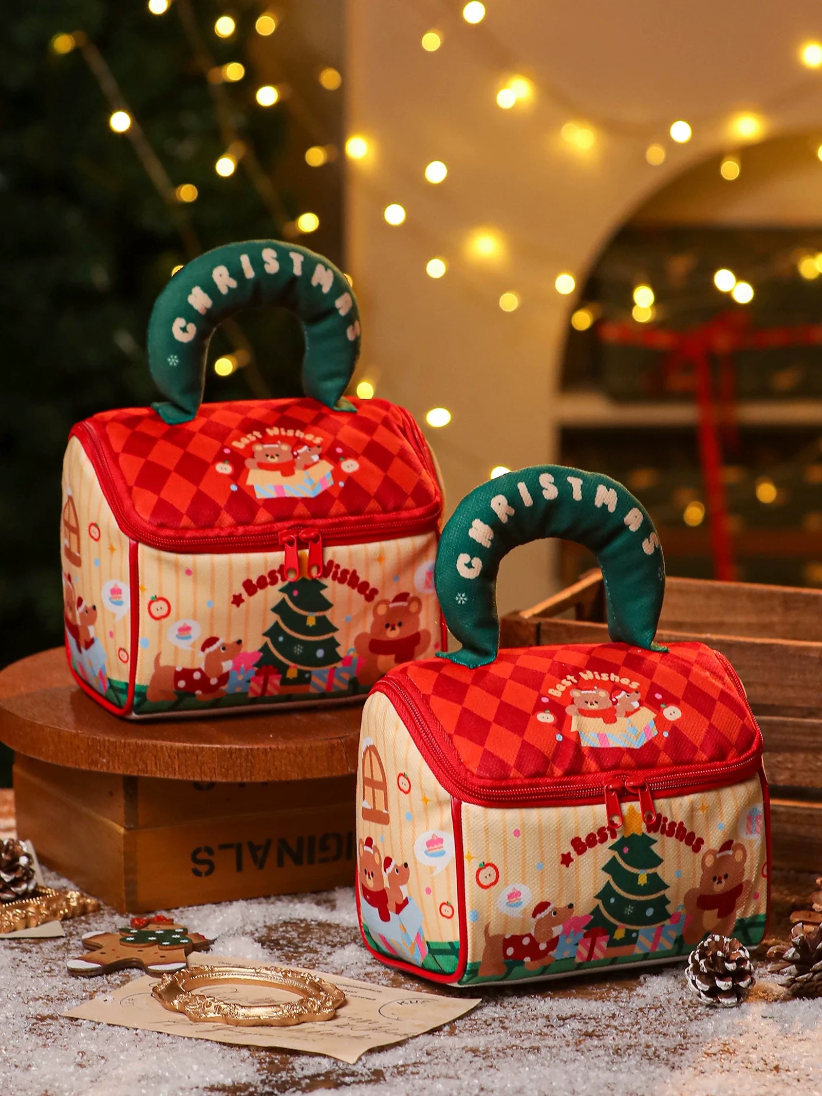 Zippered House-Shaped Christmas Gift Bags – product view